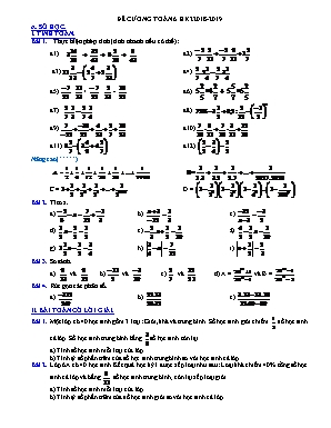 Đề cương ôn tập học kỳ 2 môn Toán Lớp 6 - Năm học 2018-2019